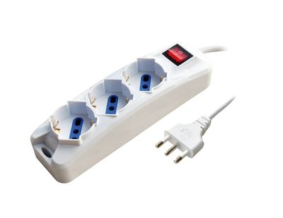 MULTIPRESA CIABATTA 3 POSTI SCHUKO-BIPASSO CON SPINA 16A BIANCA CAVO 1,5 METRI CON INTERRUTTORE MULTIPRESA CIABATTA 3 POSTI SCHUKO-BIPASSO CON SPINA 16A BIANCA CAVO 1,5 METRI CON INTERRUTTORE