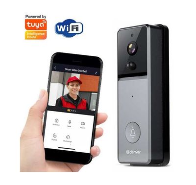 Videocitofono WI-FI FULL HD Con Visione Notturna Infrarossi, Sensore di Movimento PIR, Campanello interno, App TUYA per Cellulare. Compatto ideale per Casa e Ufficio - Videocampanello