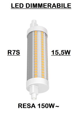 LAMPADINA LED LINEARE 15,5W (EQUIVALENTE 150W) DIMMERABILE - REGOLABILE LUCE BIANCA NATURALE 4000K R7S