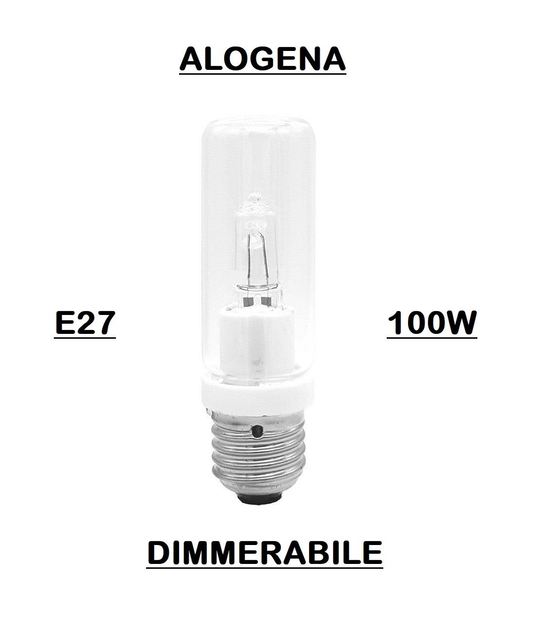 LAMPADINA TUBOLARE INCANDESCENZA E27 100W DIMMERABILE - ADATTA PER LAMPADE VINTAGE E DI DESIGN FLOS, ARTEMIDE, ECC.