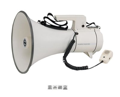 GT 1229 GRANDE TROMBA ESPONENZIALE THUNDER: POTENTE AMPLIFICATORE DA 40W - BATTERIA AUTONOMIA DI CIRCA 5/7 ORE E POSSIBILITA' COLLEGARE AD ALIMENTAZIONE ESTERNA 12V - ADATTA PER GRANDI AREE