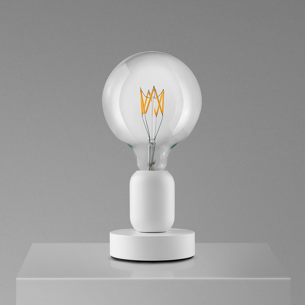 Mr. Magoo Lampada Portatile di Design a Batteria Ricaricabile CLEAR G125 - Base Bianca, Nero o Ottone