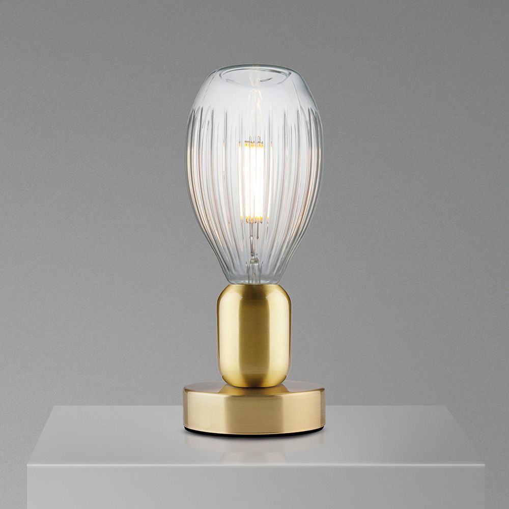 Mr. Magoo Lampada Portatile di Design a Batteria Ricaricabile CRISTALLO EOS - Base Bianca, Nero o Ottone