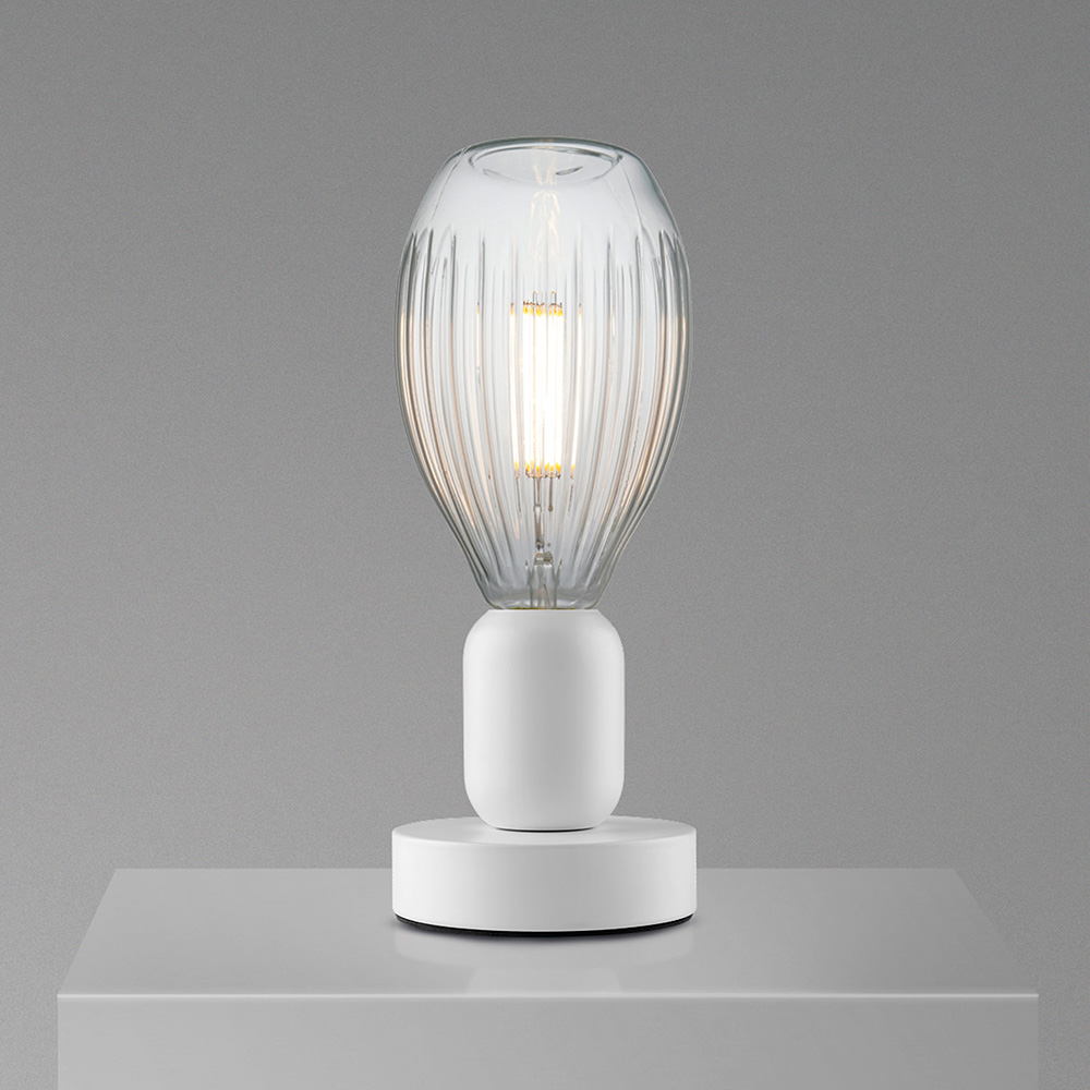 Mr. Magoo Lampada Portatile di Design a Batteria Ricaricabile CRISTALLO EOS - Base Bianca, Nero o Ottone