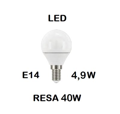 LAMPADINA LED E14  4,9W (RESA 40W) LUCE CALDA 2700K PICCOLA - MINI SFERA / SFERETTA / PALLINA OPALE SMD