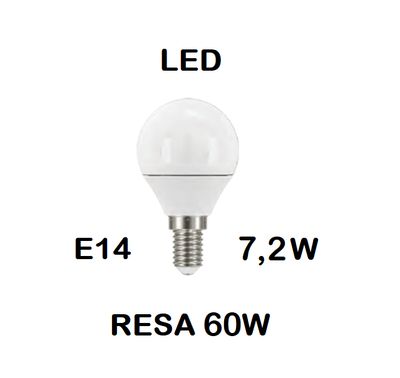 LAMPADINA LED E14 7,2W (RESA 60W) LUCE BIANCA NAURALE 4000K PICCOLA - MINI SFERA / SFERETTA / PALLINA OPALE SMD