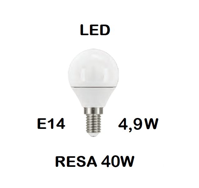 LAMPADINA LED E14  4,9W (RESA 40W) LUCE FREDDA / GHIACCIO 6500K PICCOLA - MINI SFERA / SFERETTA / PALLINA OPALE SMD