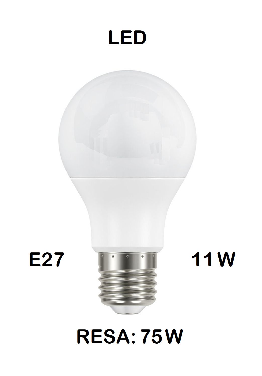 LAMPADINA LED E27 11W (RESA 75W) LUCE BIANCO CALDA 3000K OPALE GOCCIA / PERA OPALE SMD A60