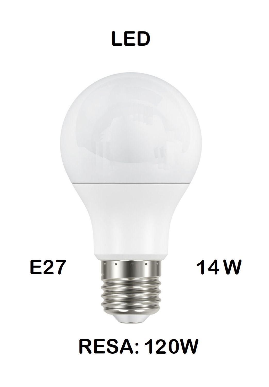 LAMPADINA LED E27 14W (RESA 120W) LUCE BIANCO CALDA 3000K OPALE GOCCIA / PERA OPALE SMD A60