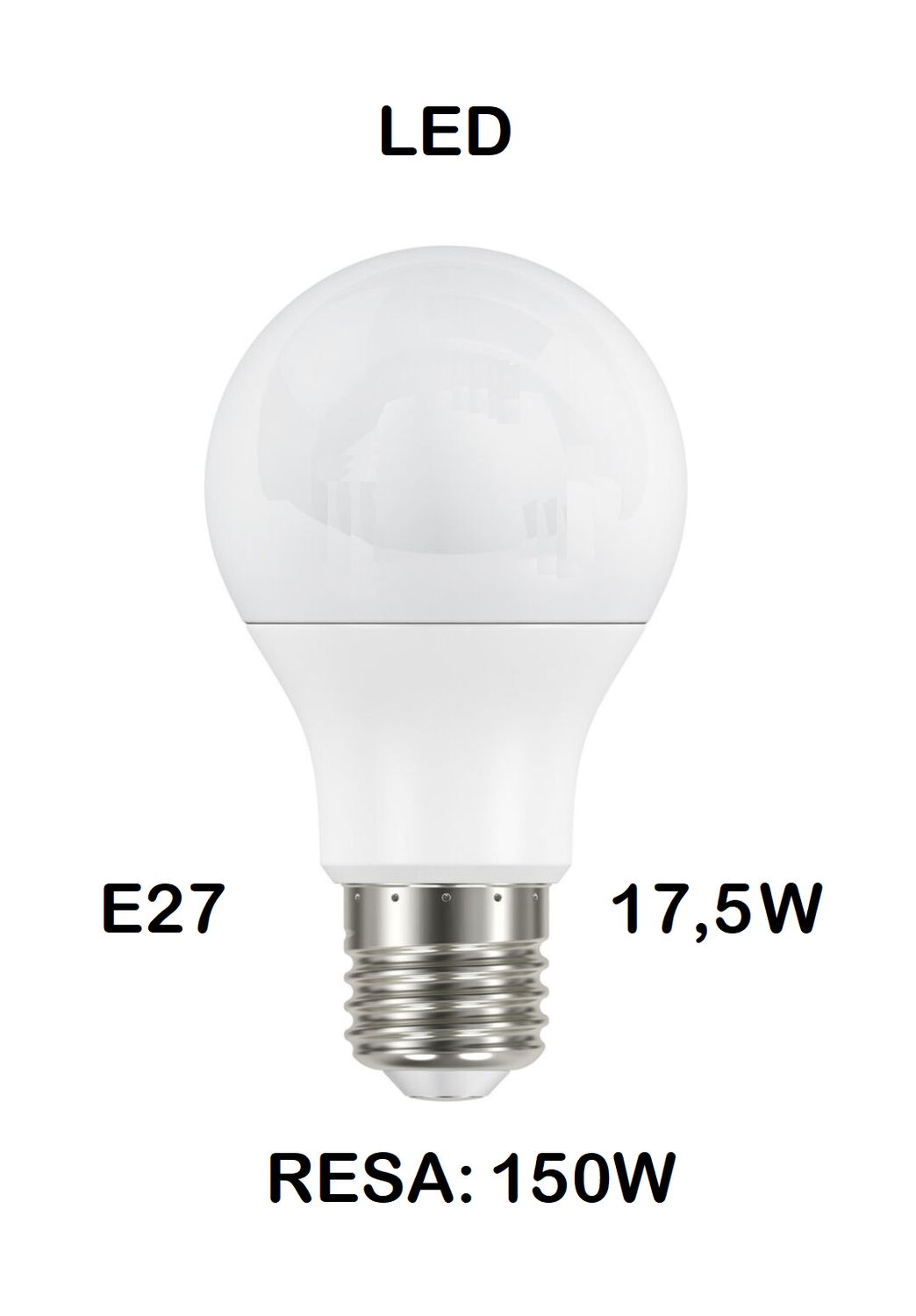 LAMPADINA LED E27 17,5W (RESA 150W) LUCE BIANCA NAURALE 4000K OPALE GOCCIA / PERA OPALE SMD A67