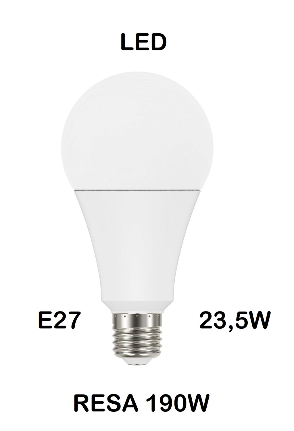 LAMPADINA LED E27 23,5W (RESA 190W) LUCE CALDA 2700K OPALE GOCCIA / PERA OPALE SMD A80