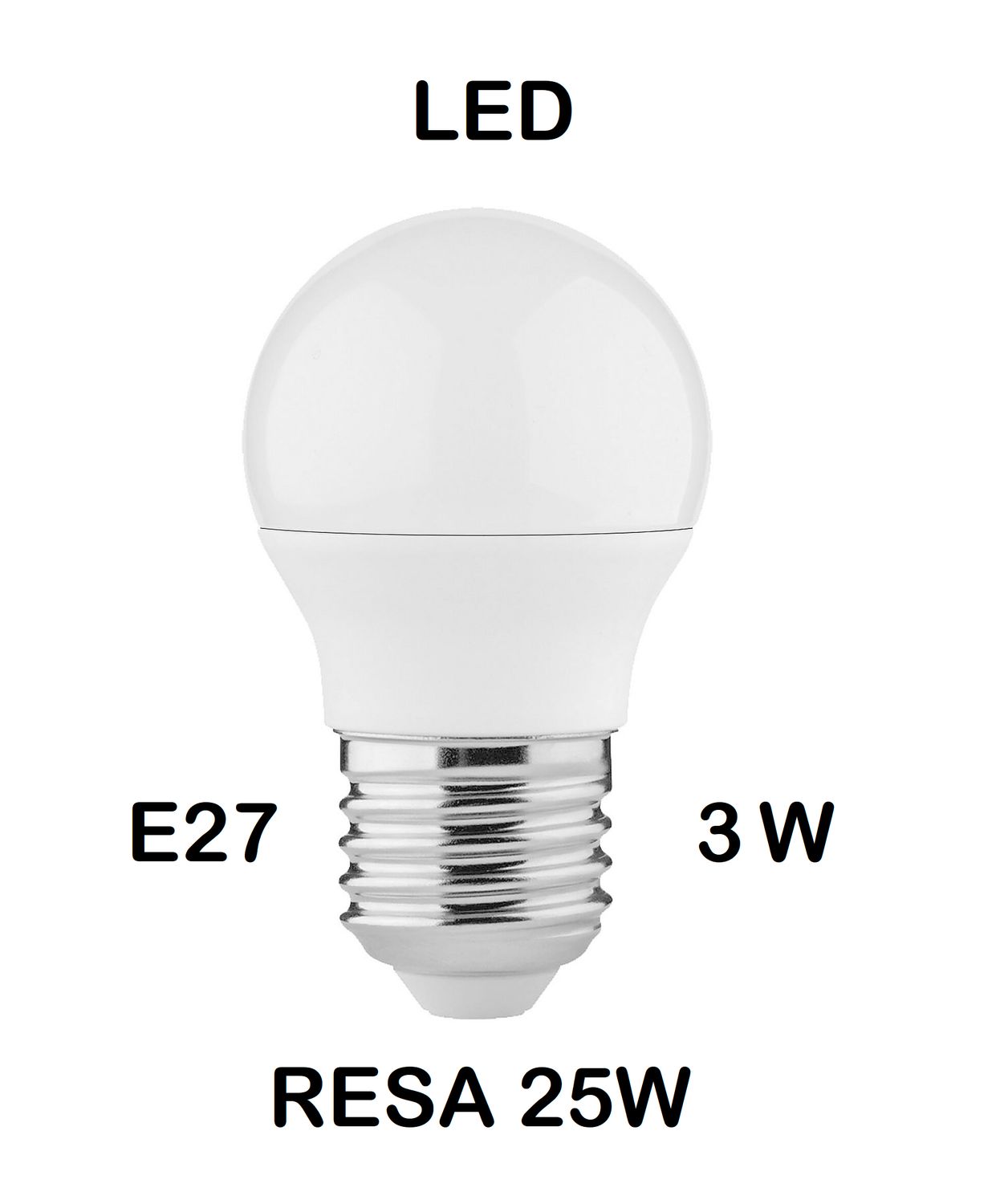 LAMPADINA LED E27 3W (RESA 25W) LUCE FREDDA / GHIACCIO 6500K PICCOLA - MINI SFERA / SFERETTA / PALLINA OPALE SMD
