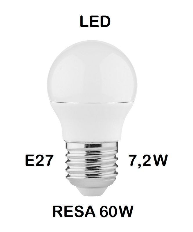 LAMPADINA LED E27 7,2W (RESA 60W) LUCE BIANCA NAURALE 4000K PICCOLA - MINI SFERA / SFERETTA / PALLINA OPALE SMD