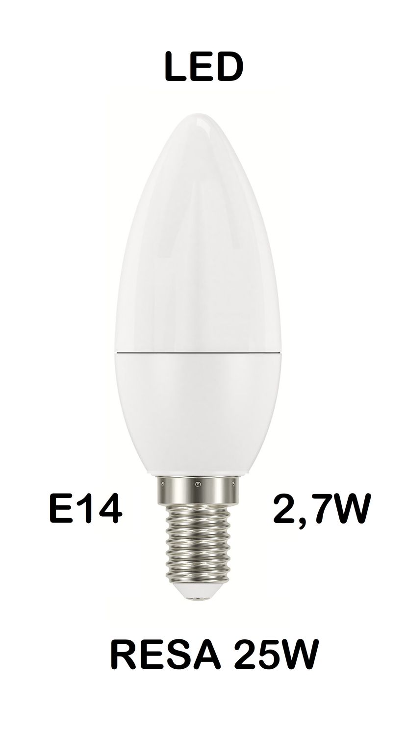 LAMPADINA LED E14 2,7W (RESA 25W) LUCE BIANCA NAURALE 4000K OLIVA / FIAMMA / CANDELA OPALE SMD