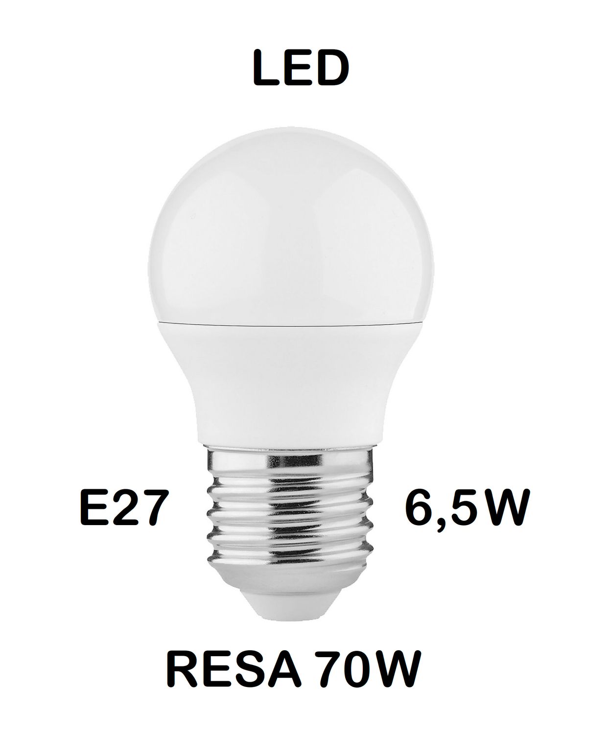LAMPADINA LED E27 6,5W (RESA 75W) LUCE FREDDA / GHIACCIO 6500K PICCOLA - MINI SFERA / SFERETTA / PALLINA OPALE SMD