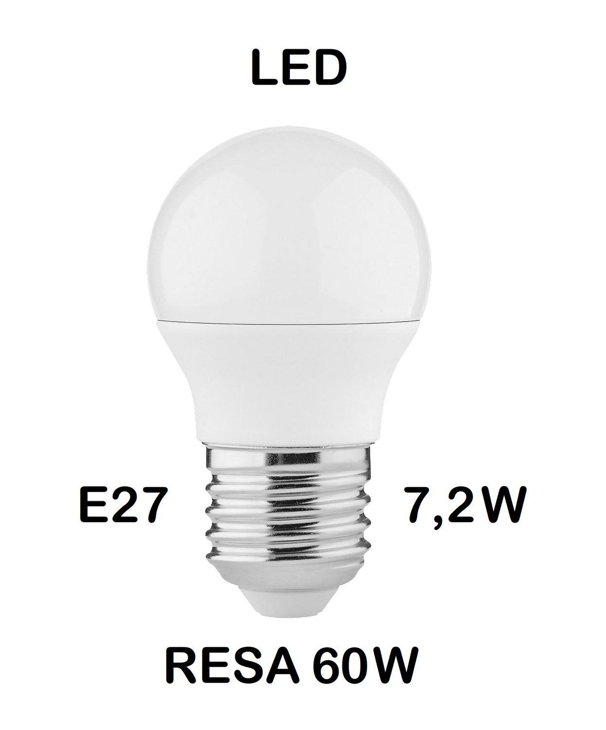 LAMPADINA LED E27 7,2W (RESA 60W) LUCE CALDA 2700K PICCOLA - MINI SFERA / SFERETTA / PALLINA OPALE SMD