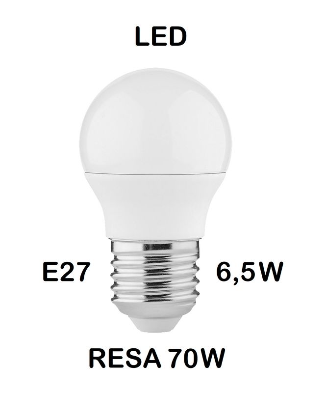 LAMPADINA LED E27 6,5W (RESA 75W) LUCE BIANCA NAURALE 4000K PICCOLA - MINI SFERA / SFERETTA / PALLINA OPALE SMD