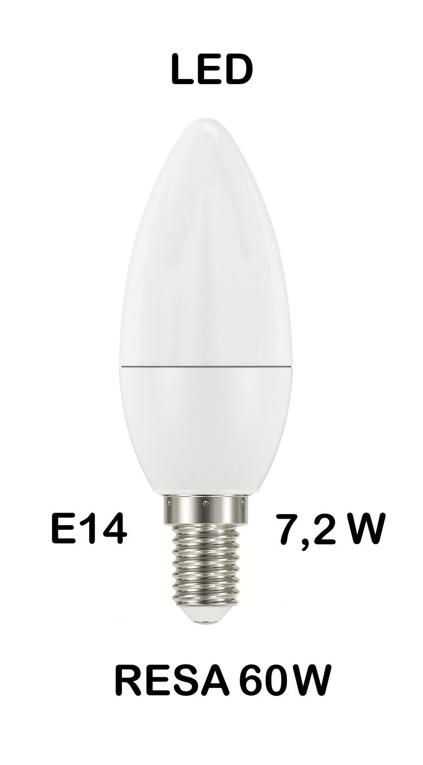 LAMPADINA LED E14 7,2W (RESA 60W) LUCE CALDA 2700K OLIVA / FIAMMA / CANDELA OPALE SMD LAMPADINA LED E14 7,2W (RESA 60W) LUCE CALDA 2700K OLIVA / FIAMMA / CANDELA OPALE SMD