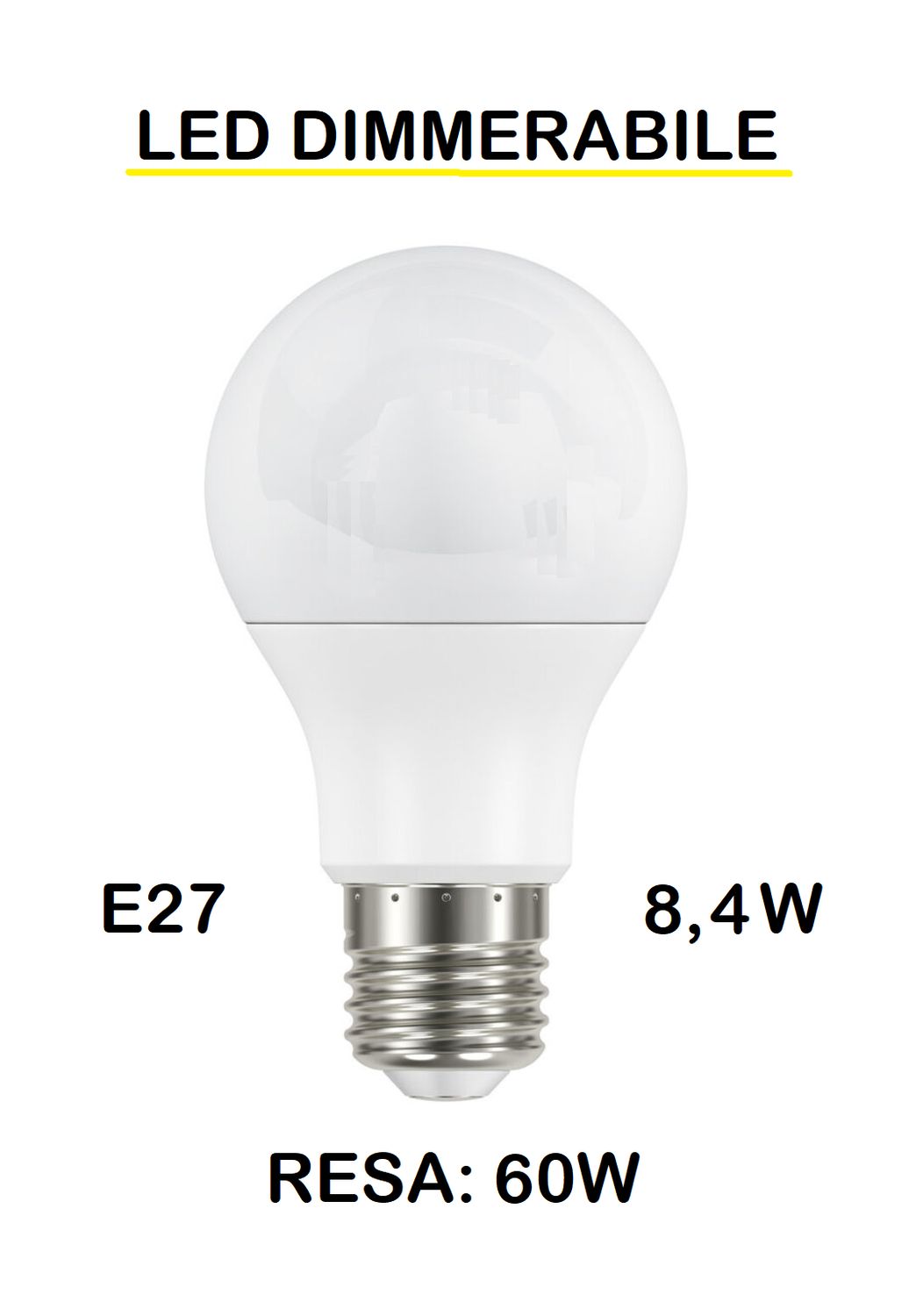 LAMPADINA LED E27 8,4W (RESA 60W) LUCE CALDA 2700K OPALE GOCCIA / PERA OPALE SMD DIMMERABILE LAMPADINA LED E27 8,4W (RESA 60W) LUCE CALDA 2700K OPALE GOCCIA / PERA OPALE SMD DIMMERABILE