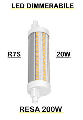 LAMPADINA LED LINEARE 20W (EQUIVALENTE 200W) DIMMERABILE - REGOLABILE LUCE BIANCA NATURALE 4000K R7S LAMPADINA LED LINEARE 20W (EQUIVALENTE 200W) DIMMERABILE - REGOLABILE LUCE BIANCA NATURALE 4000K R7S