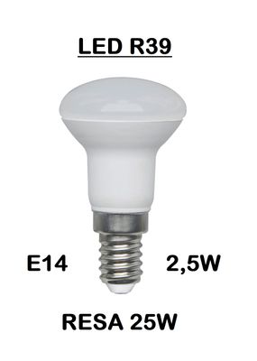 LAMPADINA A FARETTO R39 LED STICK E14 2,5W (RESA 25W) OPALE LUCE CALDA 2700K SMD