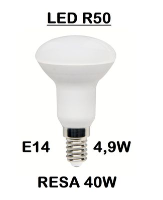 LAMPADINA A FARETTO R50 LED STICK E14 4,9W (RESA 40W) OPALE LUCE CALDA 2700K SMD