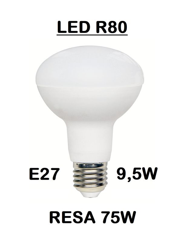 LAMPADINA A FARETTO R80 LED STICK E27 9,5W (RESA 75W) OPALE LUCE CALDA 2700K SMD LAMPADINA A FARETTO R80 LED STICK E27 9,5W (RESA 75W) OPALE LUCE CALDA 2700K SMD