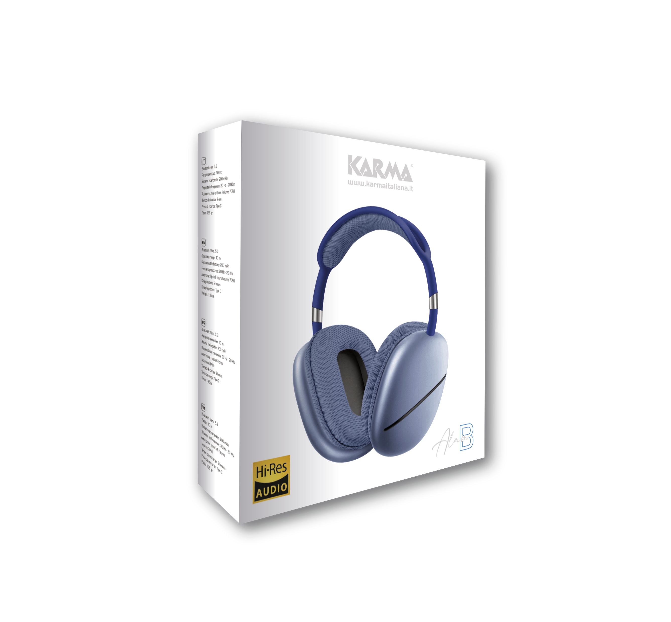 Cuffia Bluetooth di Ultima Generazione Ultrarapida nel Collegamento e dal Consumo Ridottissimo Grazie allo Standard Bluetooth 5.3 Colore Blu