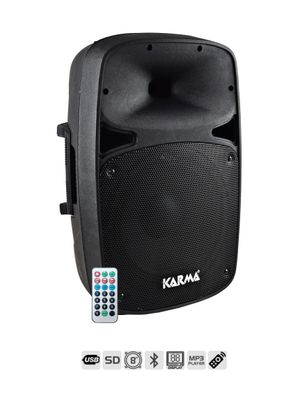 Box Amplificato 180W, Woofer da 8" per la Riproduzione di Voce e Musica - Telecomando - Lettore MP3 - Bluetooth - Ingresso Microfonico e Un Uscita di Linea per Collegamento a Diffusori Amplificati
