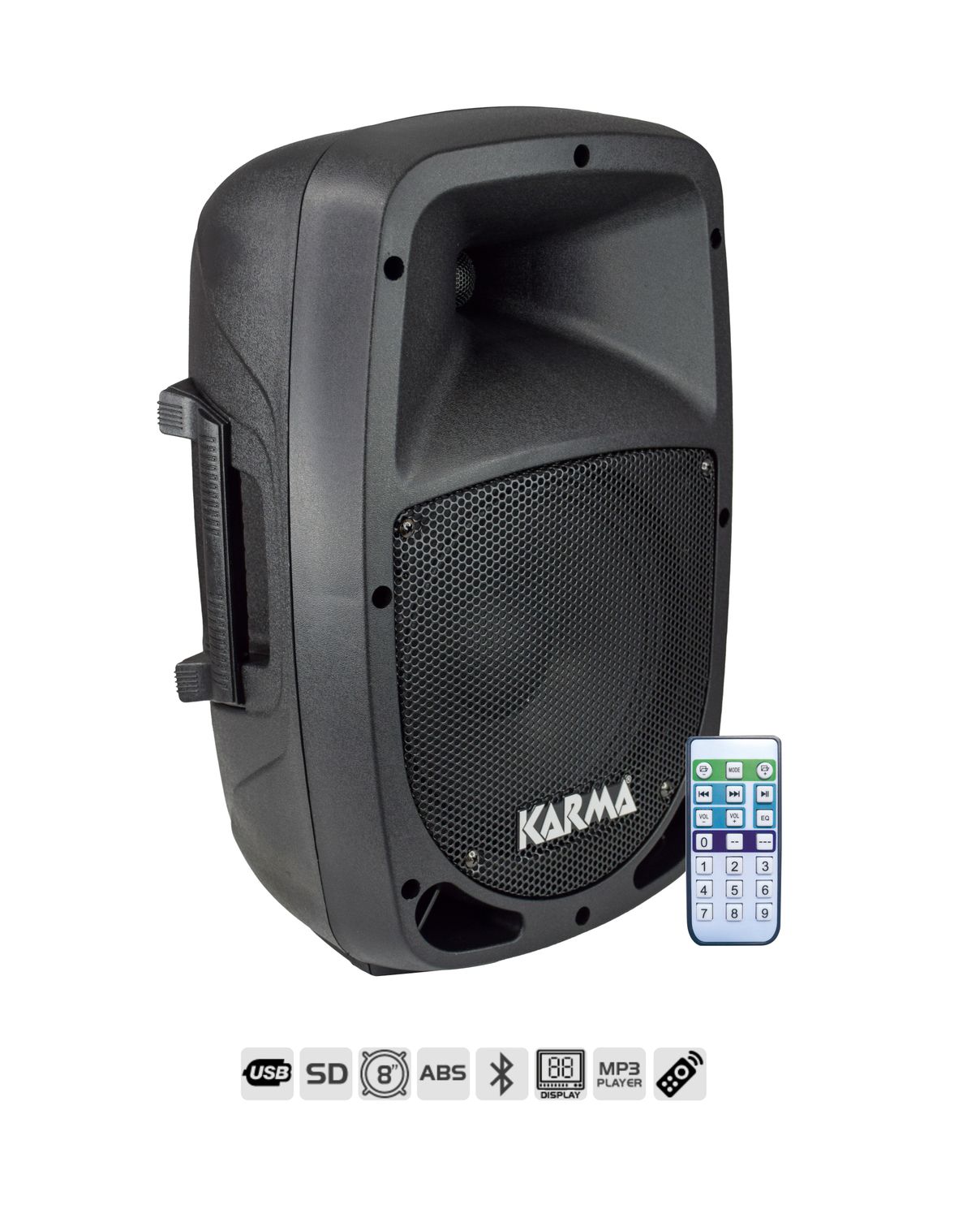 Box Amplificato 120W Woofer da 8 Box Amplificato 120W Woofer da 8" e un Tweeter da 1" Con Prese Microfoniche e di Linea, Regolazioni Tonalità - Lettore USB/SD per MP3 e Bluetooth