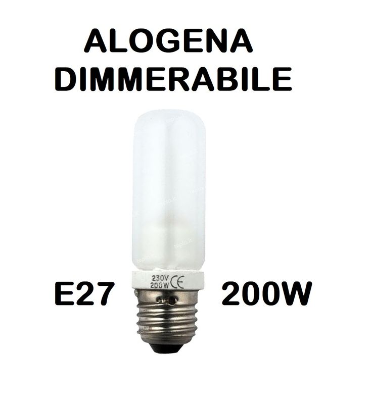 LAMPADINA TUBOLARE ECO ALOGENA E27 200W DIMMERABILE - IN VETRO SATINATO / SMERIGLIATO / SMERIGLIATA - ADATTA PER LAMPADE VINTAGE E DI DESIGN FLOS, ARTEMIDE, ECC. LAMPADINA TUBOLARE ECO ALOGENA E27 200W DIMMERABILE - IN VETRO SATINATO / SMERIGLIATO / SMERIGLIATA - ADATTA PER LAMPADE VINTAGE E DI DESIGN FLOS, ARTEMIDE, ECC.