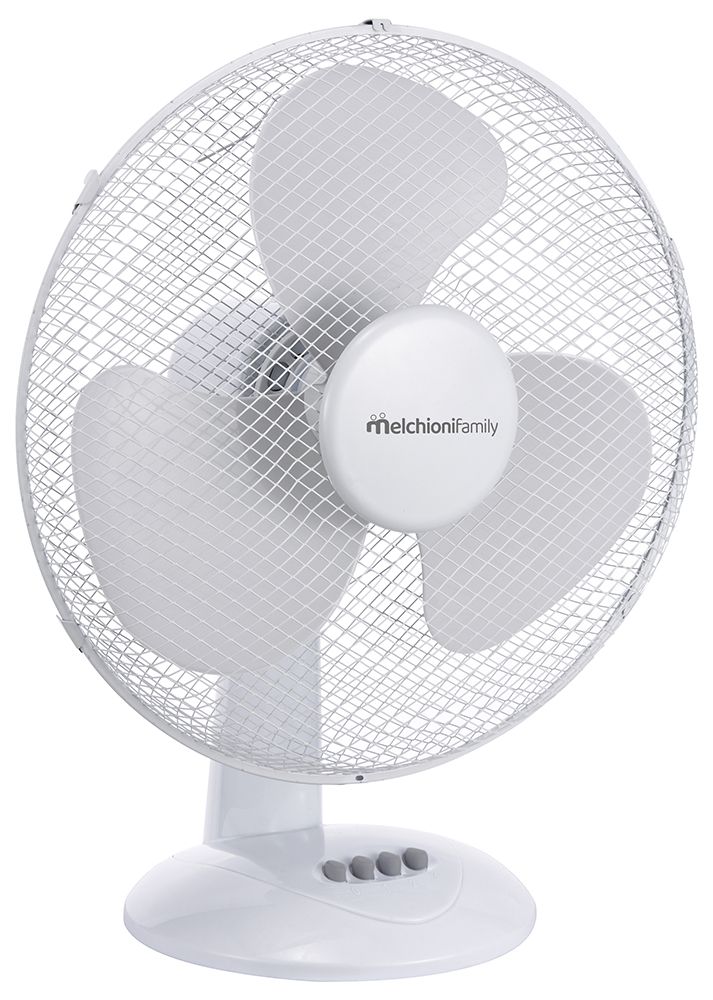 Ventilatore da tavolo con 3 Velocità,  Ventola a 3 Pale, Diametro 40 cm, Funzione di Oscillazione, Colore Bianco