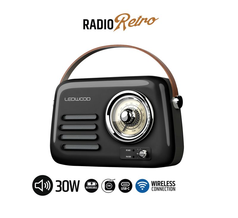 ALMA Radio con Diffusore Bluetooth Retrò Vintage Lettore MP3 e Chiavetta USB Batteria Ricaricabile - Manico in Pelle - Colore Nero - Riproduzione da Smartphone e Tablet - USBC ALMA Radio con Diffusore Bluetooth Retrò Vintage Lettore MP3 e Chiavetta USB Batteria Ricaricabile - Manico in Pelle - Colore Nero - Riproduzione da Smartphone e Tablet - USBC