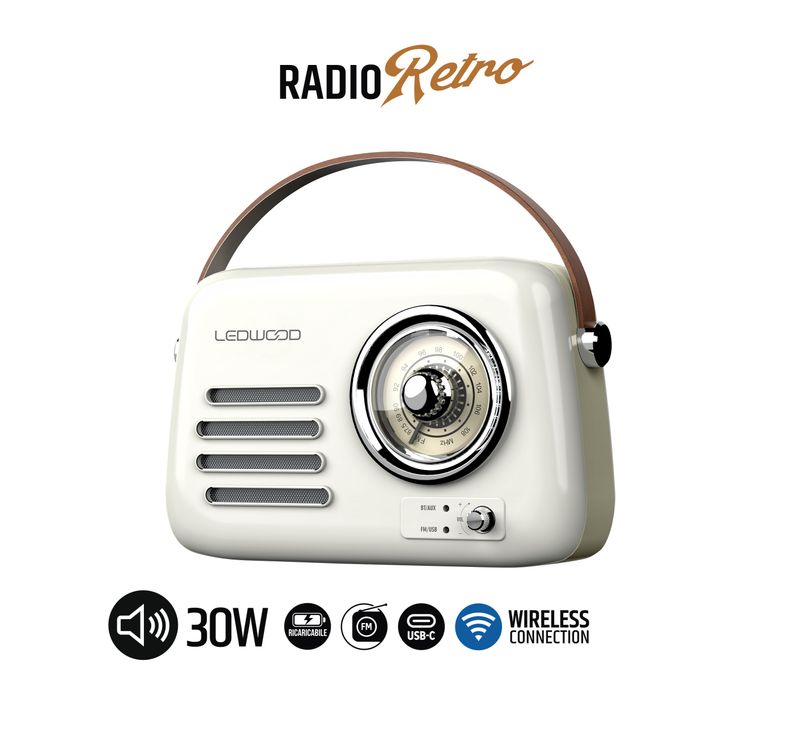 ALMA Radio con Diffusore Bluetooth Retrò Vintage Lettore MP3 e Chiavetta USB Batteria Ricaricabile - Manico in Pelle - Colore Bianco - Riproduzione da Smartphone e Tablet - USBC ALMA Radio con Diffusore Bluetooth Retrò Vintage Lettore MP3 e Chiavetta USB Batteria Ricaricabile - Manico in Pelle - Colore Bianco - Riproduzione da Smartphone e Tablet - USBC