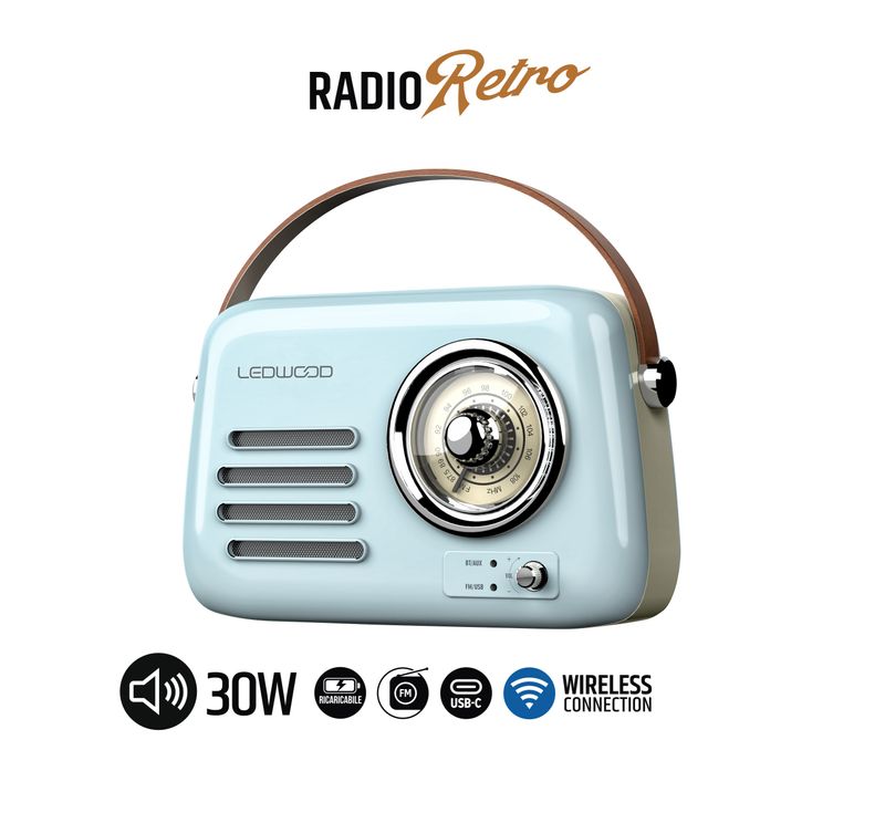 ALMA Radio con Diffusore Bluetooth Retrò Vintage Lettore MP3 e Chiavetta USB Batteria Ricaricabile - Manico in Pelle - Colore Azzurro - Riproduzione da Smartphone e Tablet - USBC ALMA Radio con Diffusore Bluetooth Retrò Vintage Lettore MP3 e Chiavetta USB Batteria Ricaricabile - Manico in Pelle - Colore Azzurro - Riproduzione da Smartphone e Tablet - USBC