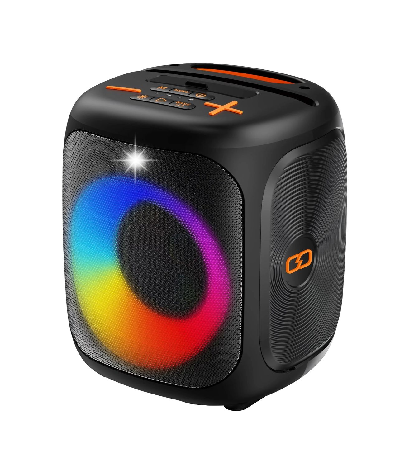Speaker Amplificato Bluetooth 5.0, Party Box 30W, Lettore MP3, USB microSD, Presa Microfonica e AUX, Effetto Luminoso Sistema LRCL, Batteria Ricaricabile, Equalizzatore.
