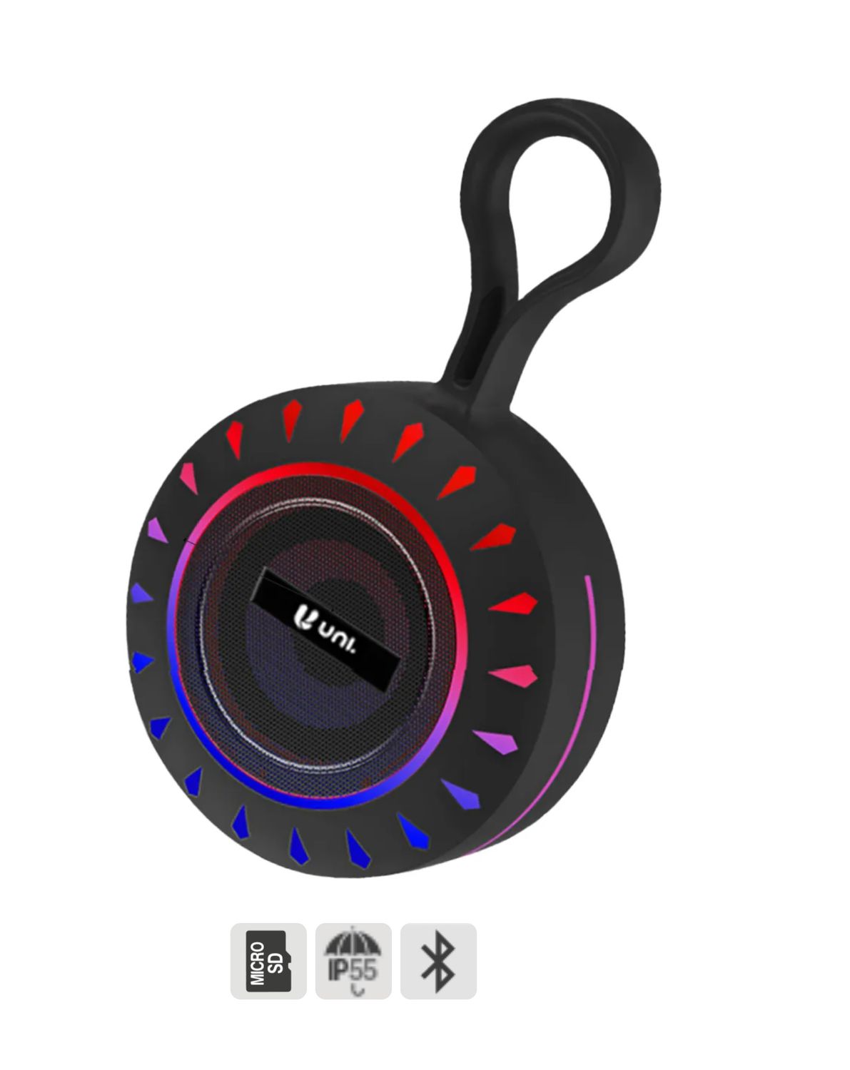 Diffusore Bluetooth Impermeabile IP55 Per Utilizzo all'Aperto. Bluetooth 5.3. Autonomia in Standby 300 Ore. Luminoso. Lettore microSD