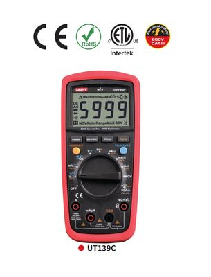 Multimetro UT139C TRMS Digitale CAT III 600V UNI-T per Elettricisti. Funzione NCV per Misurazione Campo EM