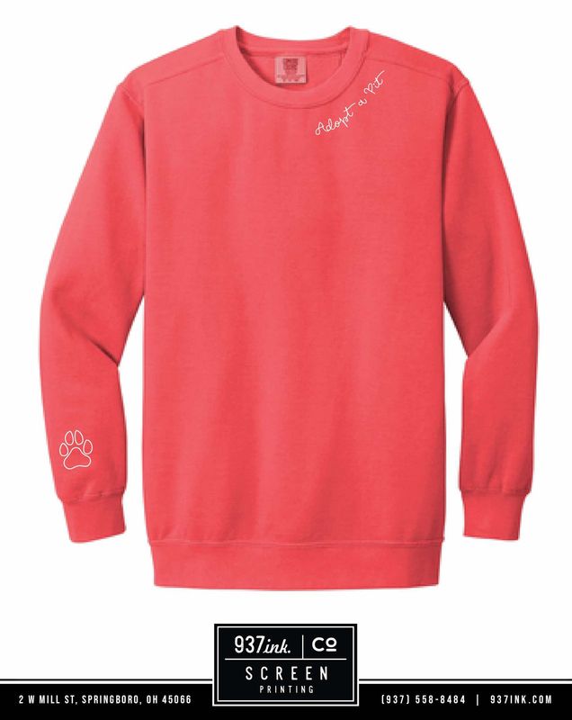 Embroidered Adopt A Pit Retro Sweatshirt with Paw Print (Pink, Grey)