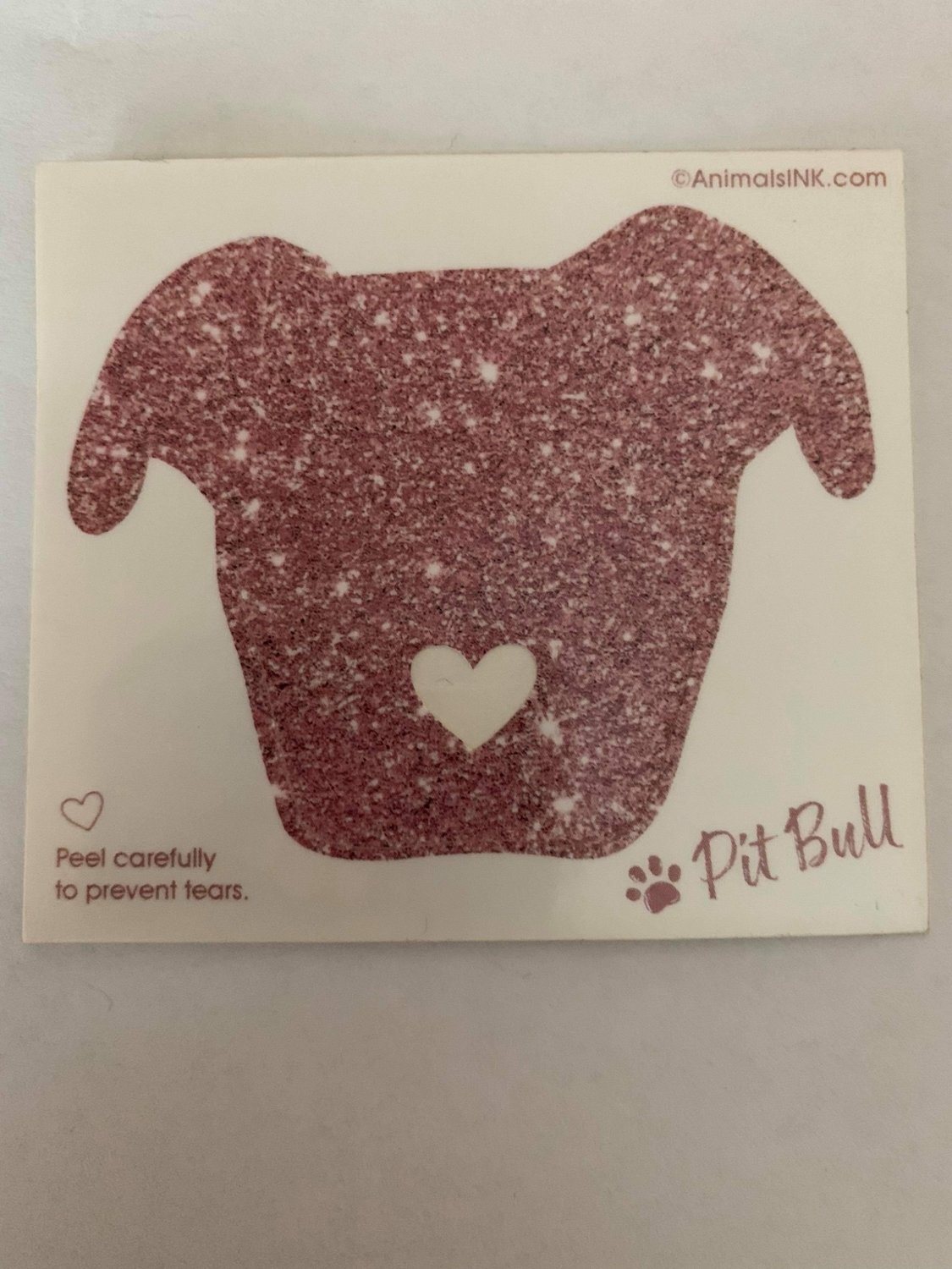 Pink Glitter Pittie Head decal