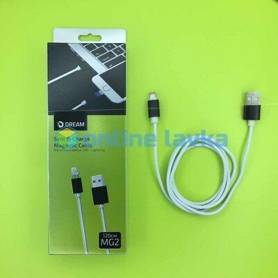 Кабель магнитный Dream MG2 White 1,2 метра 2A USB для iPhone 8 pin