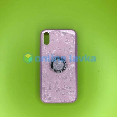 Чехол силикон с кольцом для iPhone X, Xs Pink