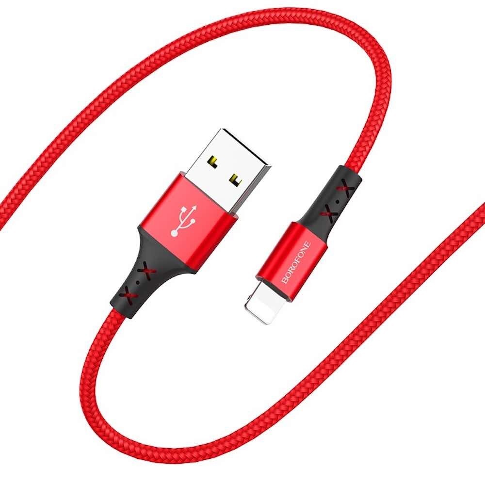 Кабель USB для iPhone Borofone BX20 2A оплетка нейлон красный