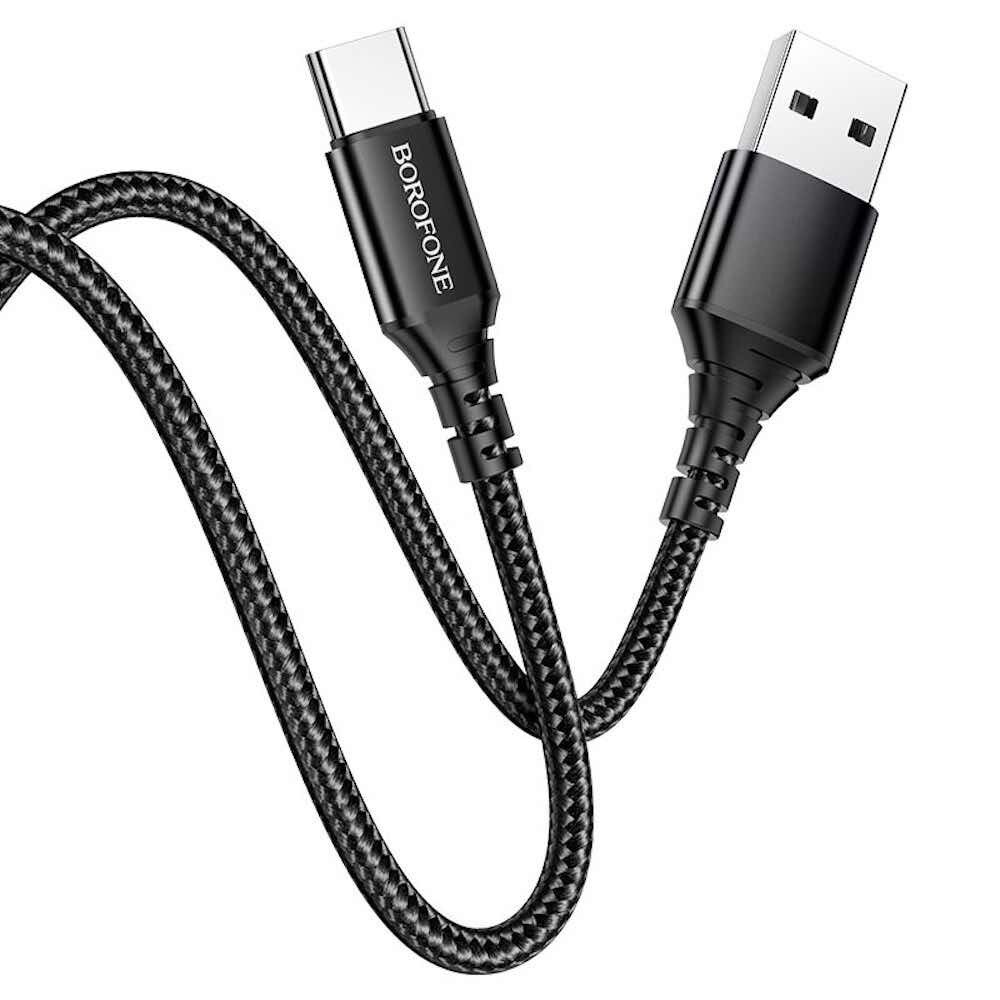 Кабель USB- Type-C Borofone BX54 нейлон Black 3A