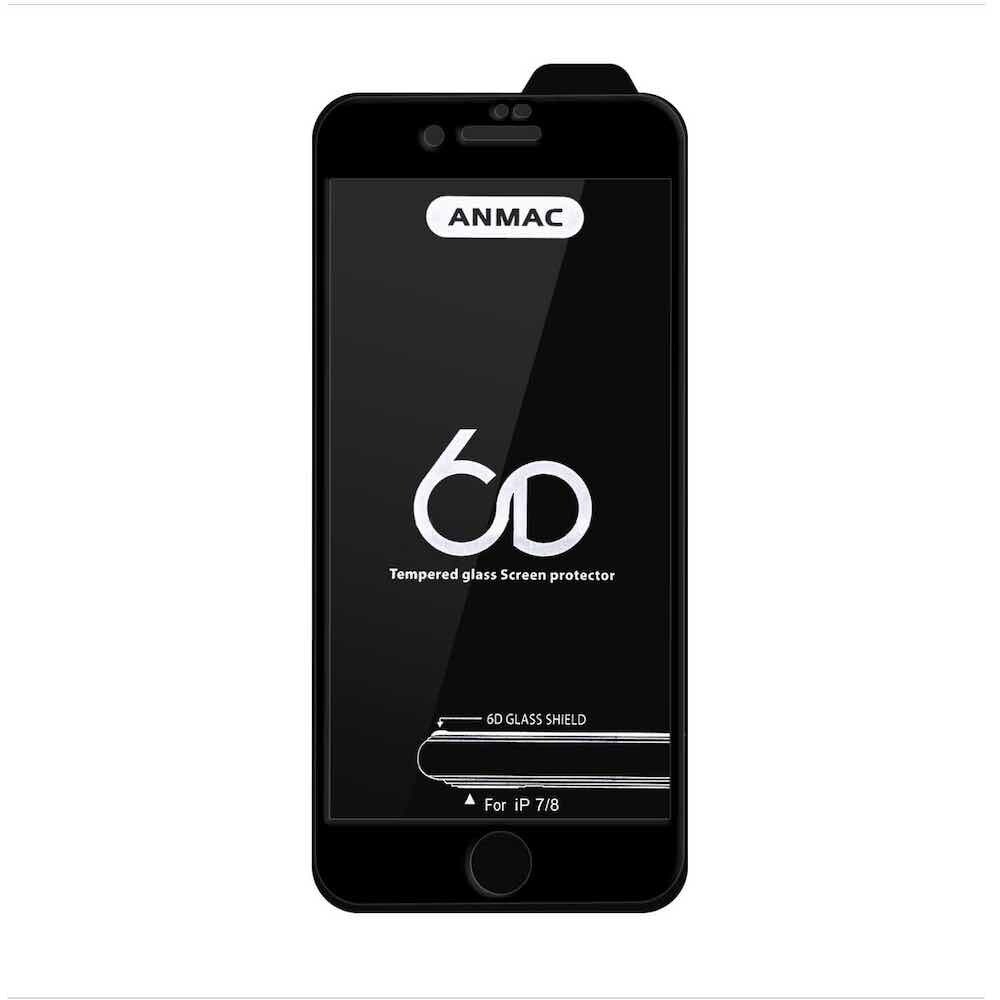 Защитное стекло для iPhone 7 8 SE2 Anmac 6D Black (приклеивается полностью)