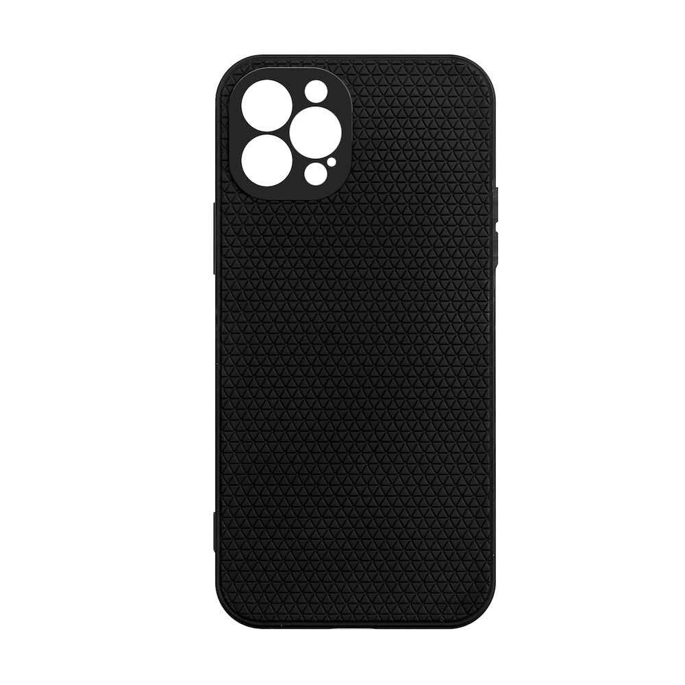 Чехол силикон с текстурой 2мм для iPhone 12 Pro с защитой камеры черный