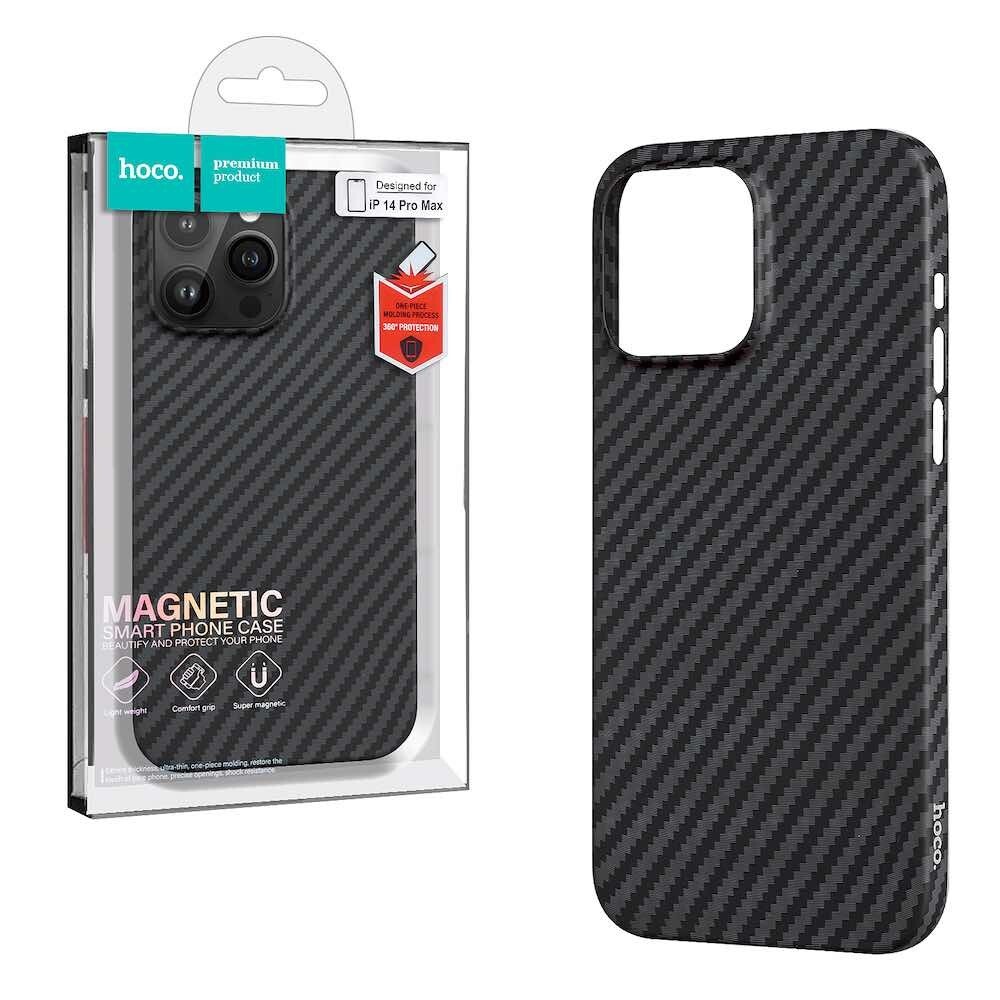 Чехол ультратонкий Hoco Cave Magnetic для iPhone 14 Pro Max с MagSafe черный с карбоновым рисунком