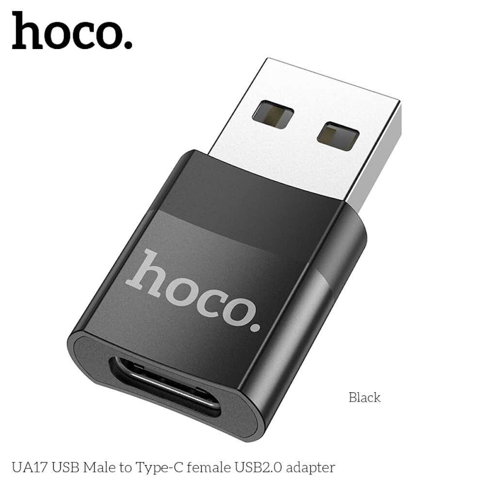 Конвертер Hoco UA17 Type-C в USB черный