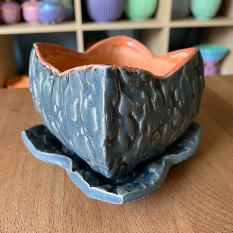 Small Square Planter in peach &amp; grey