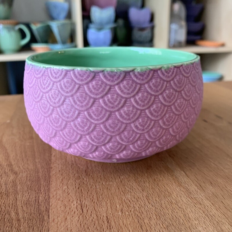 Dip/Sauce/Ice Cream Bowl in green &amp; chrysanthemum